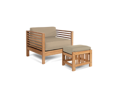 Soleil 2-piece Teak Fawn Outdoor Lounge Set with Sunbrella® Cushion - Ornate Home