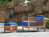 Soleil 2-piece Teak True Blue Outdoor Lounge Set with Sunbrella® Cushion - Ornate Home
