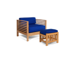 Soleil 2-piece Teak True Blue Outdoor Lounge Set with Sunbrella® Cushion - Ornate Home