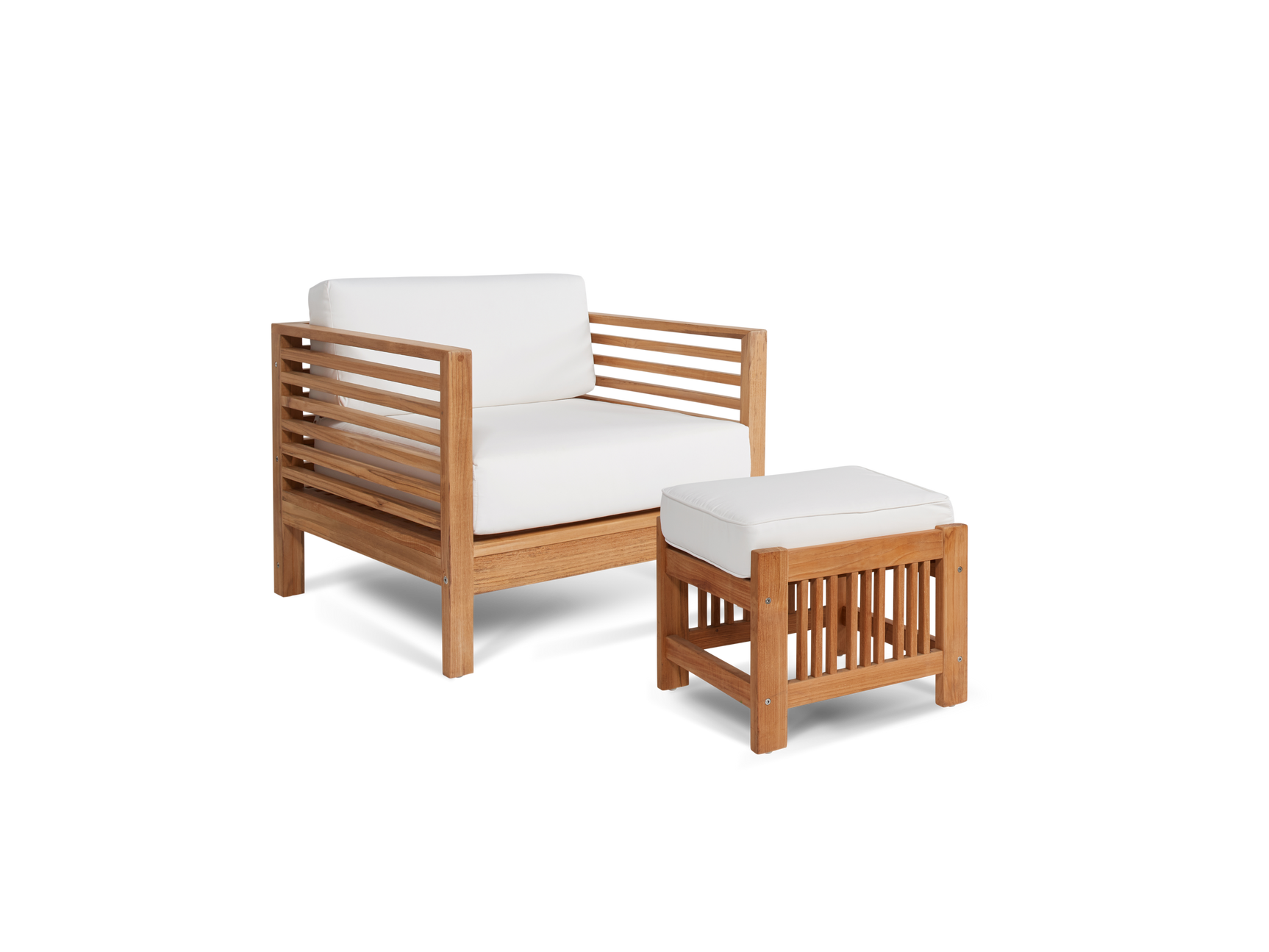 Soleil 2-piece Teak White Outdoor Lounge Set with Sunbrella® Cushion - Ornate Home
