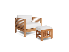 Soleil 2-piece Teak White Outdoor Lounge Set with Sunbrella® Cushion - Ornate Home