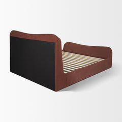 Solene Burgundy King Upholstered Bedframe with Footbed - Ornate Home
