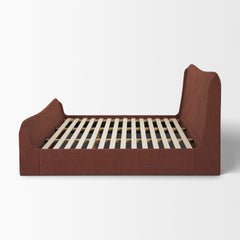 Solene Burgundy King Upholstered Bedframe with Footbed - Ornate Home