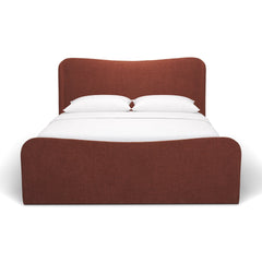 Solene Burgundy King Upholstered Bedframe with Footbed - Ornate Home