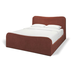 Solene Burgundy Queen Upholstered Bedframe with Footbed - Ornate Home