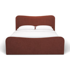 Solene Burgundy Queen Upholstered Bedframe with Footbed - Ornate Home