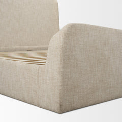 Solene Oatmeal King Upholstered Bedframe with Footbed - Ornate Home
