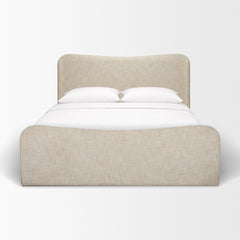 Solene Oatmeal King Upholstered Bedframe with Footbed - Ornate Home