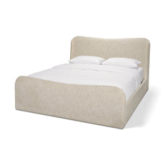 Solene Oatmeal Queen Upholstered Bedframe with Footbed - Ornate Home