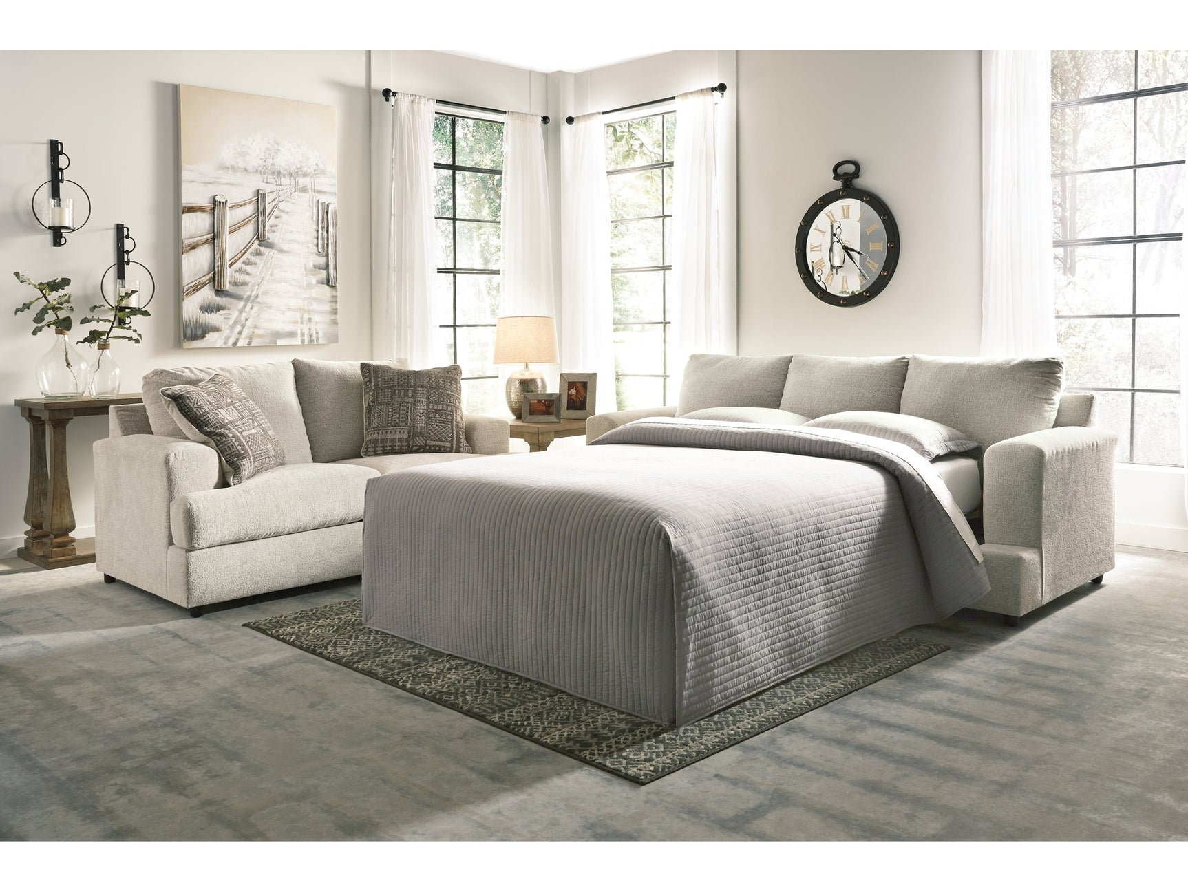 Soletren Stone Queen Sofa Sleeper and Loveseat - Ornate Home