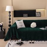 Solid Color Chenille Sofa Cover Blanket Furniture Covers for Sofas and Loveseats - Ornate Home