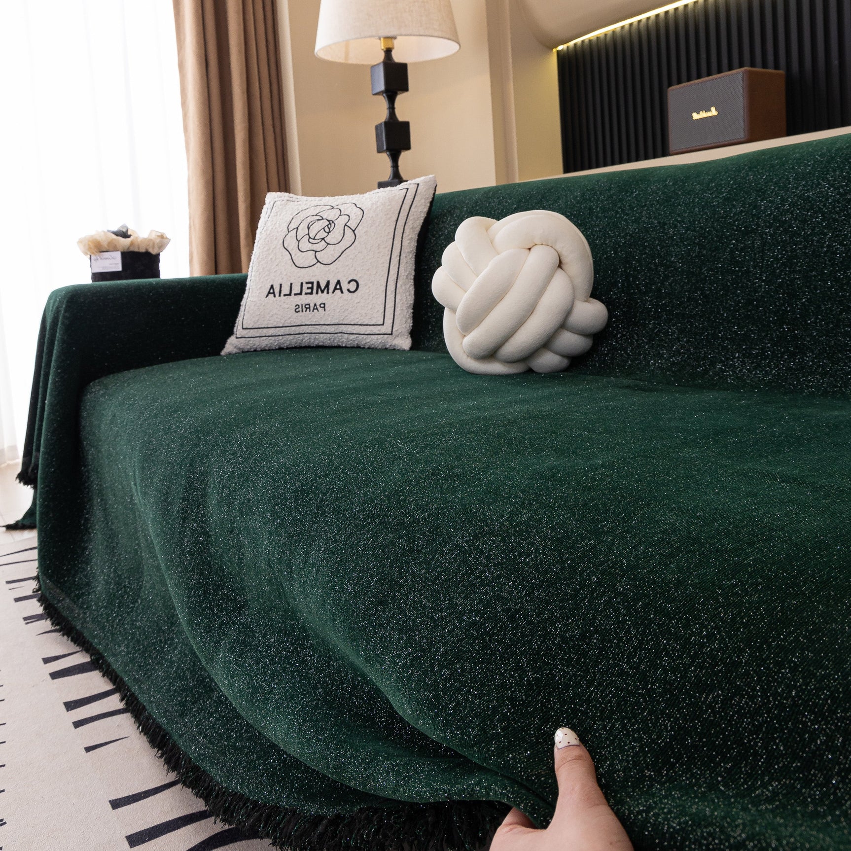 Solid Color Chenille Sofa Cover Blanket Furniture Covers for Sofas and Loveseats - Ornate Home