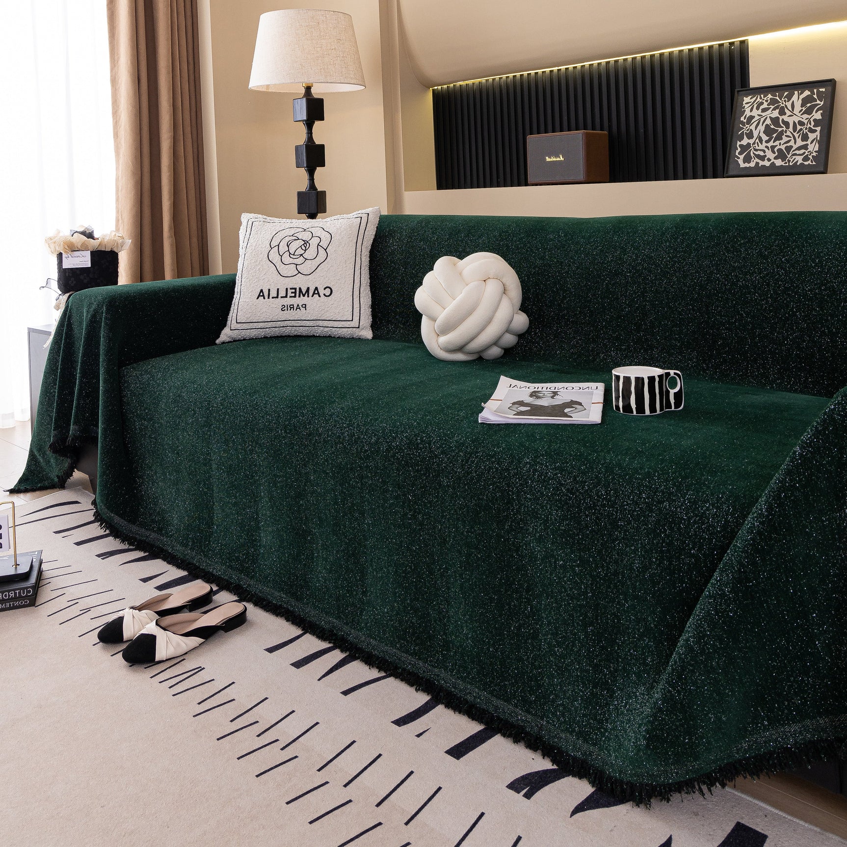 Solid Color Chenille Sofa Cover Blanket Furniture Covers for Sofas and Loveseats - Ornate Home