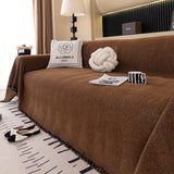 Solid Color Chenille Sofa Cover Blanket Furniture Covers for Sofas and Loveseats - Ornate Home