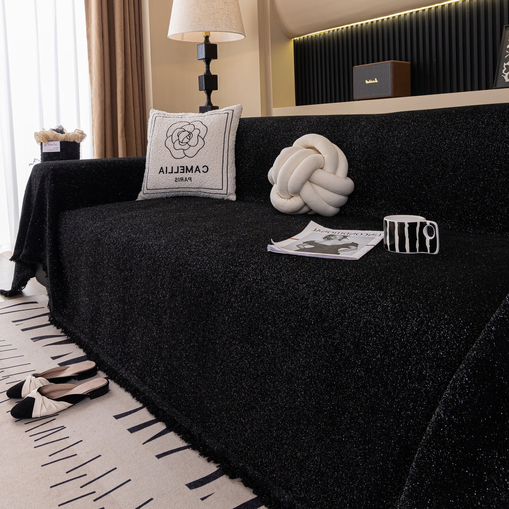 Solid Color Chenille Sofa Cover Blanket Furniture Covers for Sofas and Loveseats - Ornate Home