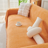 Solid Color Chenille Sofa Throw Blanket, Cozy & Easy Care Fringed Furniture Protector - Ornate Home