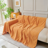 Solid Color Chenille Sofa Throw Blanket, Cozy & Easy Care Fringed Furniture Protector - Ornate Home