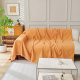 Solid Color Chenille Sofa Throw Blanket, Cozy & Easy Care Fringed Furniture Protector - Ornate Home