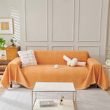 Solid Color Chenille Sofa Throw Blanket, Cozy & Easy Care Fringed Furniture Protector - Ornate Home