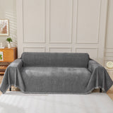 Solid Color Chenille Sofa Throw Blanket, Cozy & Easy Care Fringed Furniture Protector - Ornate Home