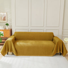 Solid Color Chenille Sofa Throw Blanket, Modern Decor Soft Couch Cover with Fringes - Ornate Home