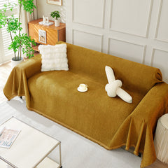 Solid Color Chenille Sofa Throw Blanket, Modern Decor Soft Couch Cover with Fringes - Ornate Home