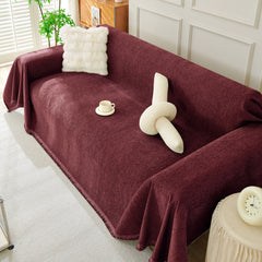 Solid Color Chenille Sofa Throw Blanket, Soft & Plush Decorative Couch Throw Cover - Ornate Home