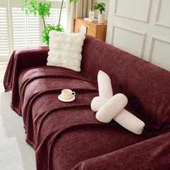 Solid Color Chenille Sofa Throw Blanket, Soft & Plush Decorative Couch Throw Cover - Ornate Home