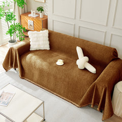 Solid Color Chenille Sofa Throw Blanket, Soft & Plush Decorative Couch Throw Cover - Ornate Home