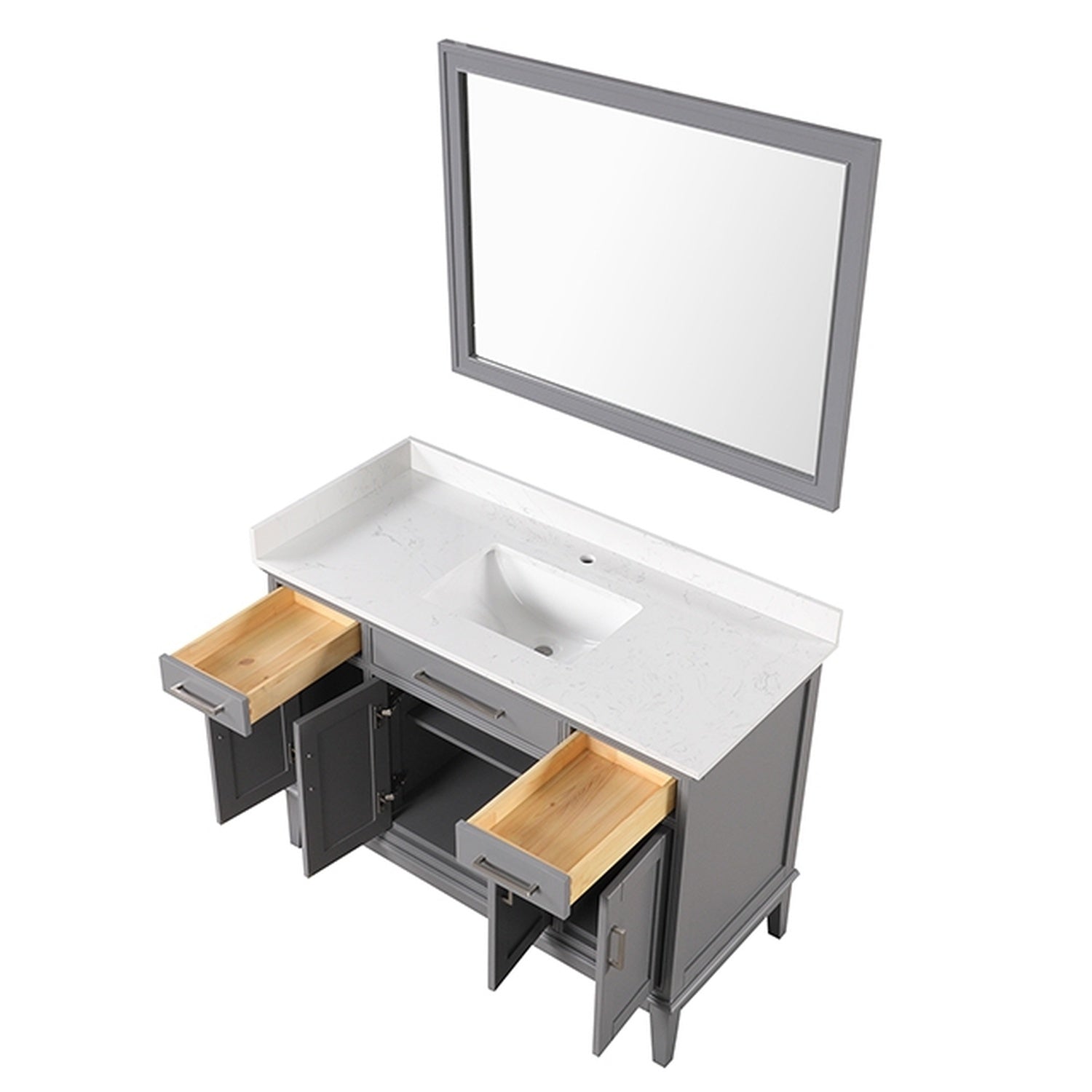 Soline White/Gray Vanity Set w/ Mirror - Ornate Home
