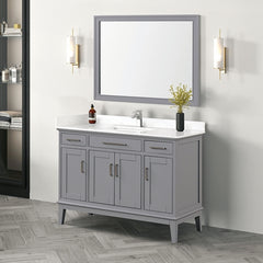 Soline White/Gray Vanity Set w/ Mirror - Ornate Home