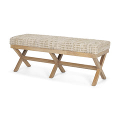 Solis Brown/Beige Base Woven Leather Cushion Accent Bench