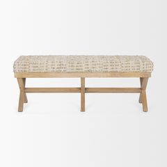 Solis Brown/Beige Base Woven Leather Cushion Accent Bench