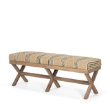 Solis Brown/Beige/Black Base Upholstered Stripe Seat Accent Bench - Ornate Home