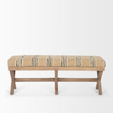 Solis Brown/Beige/Black Base Upholstered Stripe Seat Accent Bench - Ornate Home