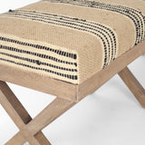Solis Brown/Beige/Black Base Upholstered Stripe Seat Accent Bench - Ornate Home
