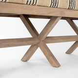 Solis Brown/Beige/Black Base Upholstered Stripe Seat Accent Bench - Ornate Home