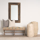 Solis Brown/Beige/Black Base Upholstered Stripe Seat Accent Bench - Ornate Home