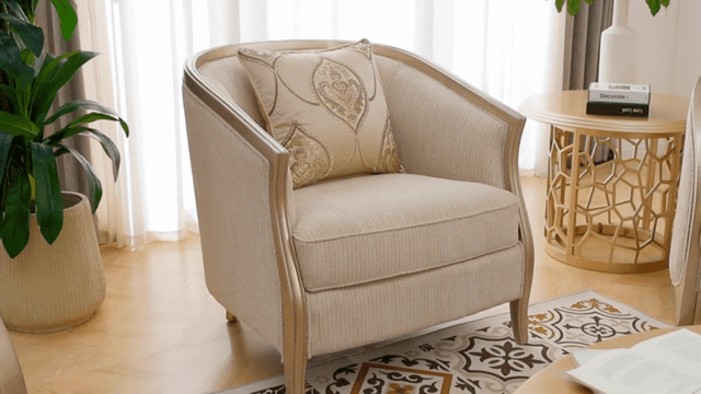 Solstice Luxe Beige/Gold Trim Chair / HD-C7005 - Ornate Home