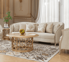 Solstice Luxe Beige/Gold Trim Sofa / HD-S7005 - Ornate Home