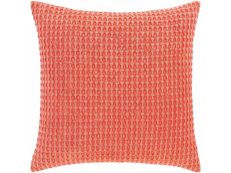 Solvang Textured Coral Cotton Square Throw Pillow - Ornate Home