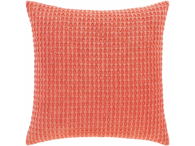 Solvang Textured Coral Cotton Square Throw Pillow - Ornate Home