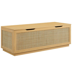 Soma Oak 47" Rattan Storage Bench - Ornate Home
