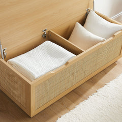Soma Oak 47" Rattan Storage Bench - Ornate Home