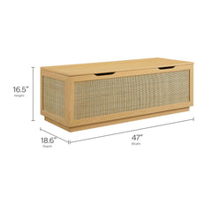Soma Oak 47" Rattan Storage Bench - Ornate Home
