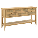 Soma Oak 62 Inch Rattan Console Table - Ornate Home