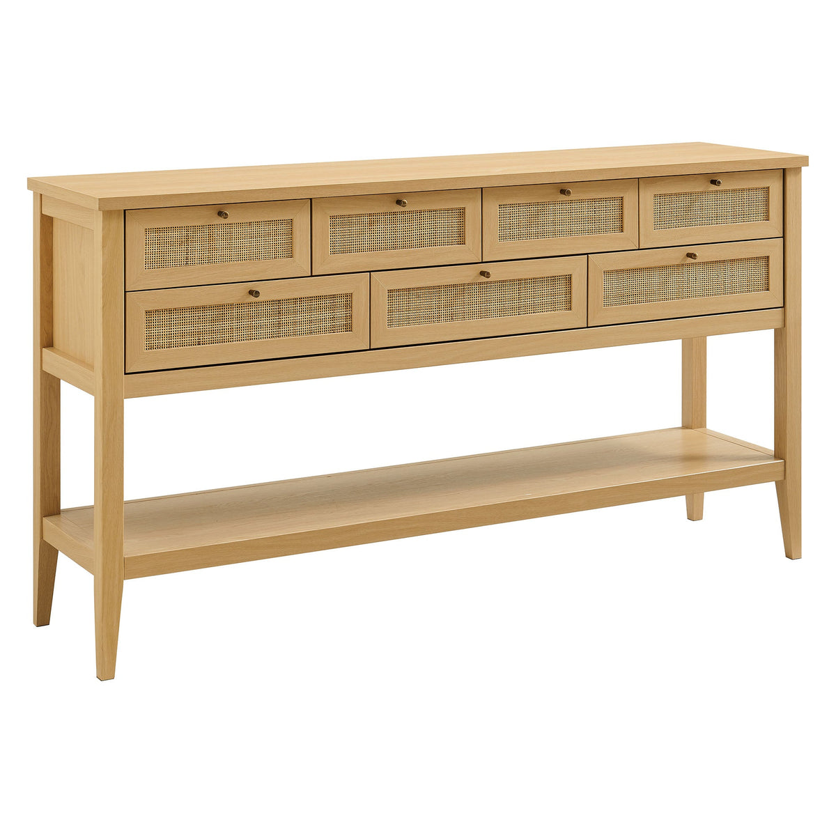Soma Oak 62 Inch Rattan Console Table - Ornate Home