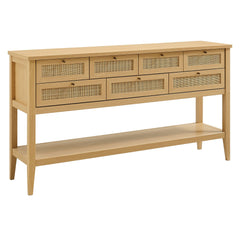 Soma Oak 62 Inch Rattan Console Table - Ornate Home