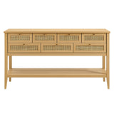 Soma Oak 62 Inch Rattan Console Table - Ornate Home