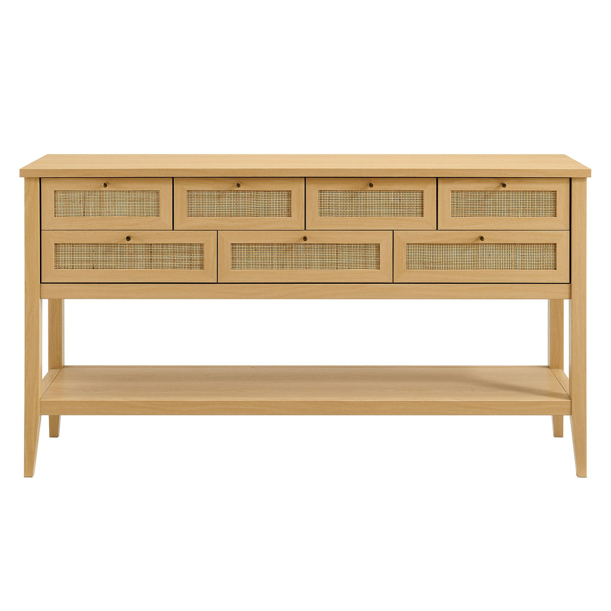 Soma Oak 62 Inch Rattan Console Table - Ornate Home